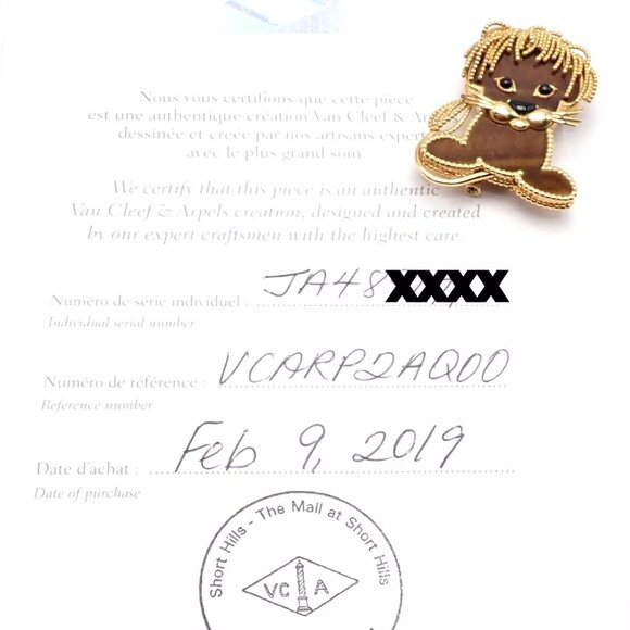 Van Cleef & Arpels 18k Yellow Gold Onyx Tiger Eye Lucky Animals Lion Clip Brooch - Picture 7 of 11